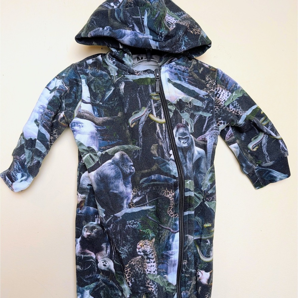 Molo Moonlit Jungle Animals One Piece Pajama Romper Baby Size 68 - 6 Months - Picture 2 of 10